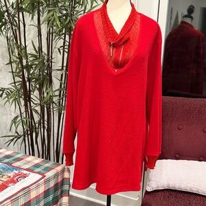 Avenue Vibrant Red Cowl Neck Sweater